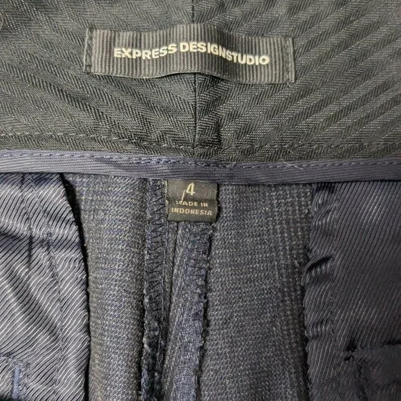 Express Design Studio Medium Rise Dark plaid  wide leg Trouser 4 - Picture 7 of 7